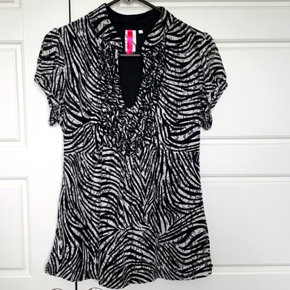 Zebra print blouse.
